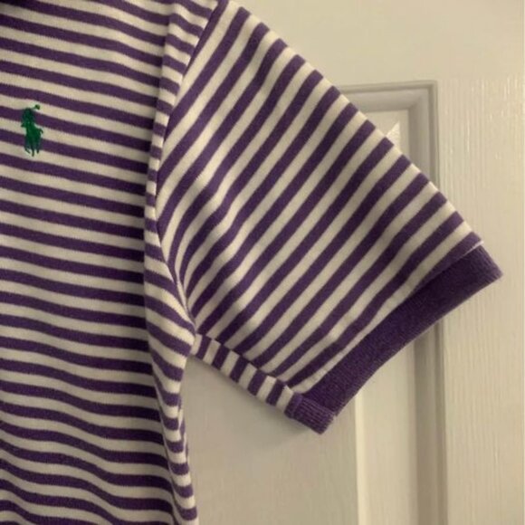 Boys Size 20 Purple and White Striped Polo Collared Shirt - Picture 4 of 5
